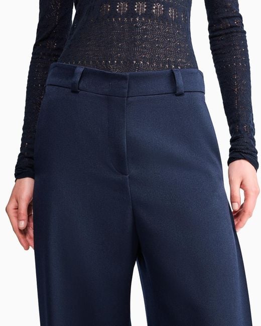 Giorgio Armani Blue Flat Front Tuxedo Wool Trousers With A Hidden Side Pleat