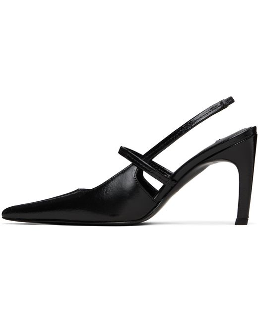 Totême Black Naplak Stiletto Slingback Heels