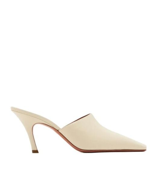 AMINA MUADDI White Square-Toed High-Heeled Mules