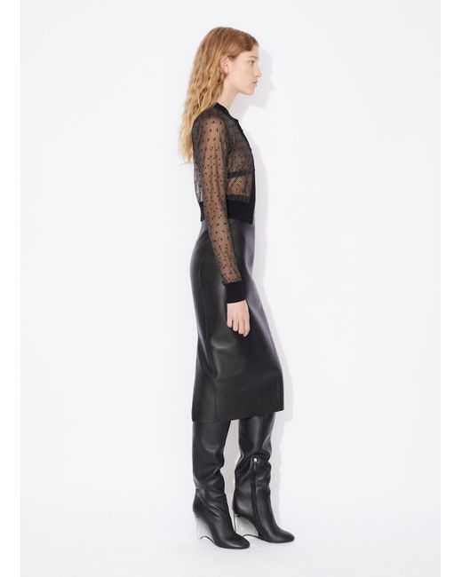 Alaïa Black Leather Midi Skirt