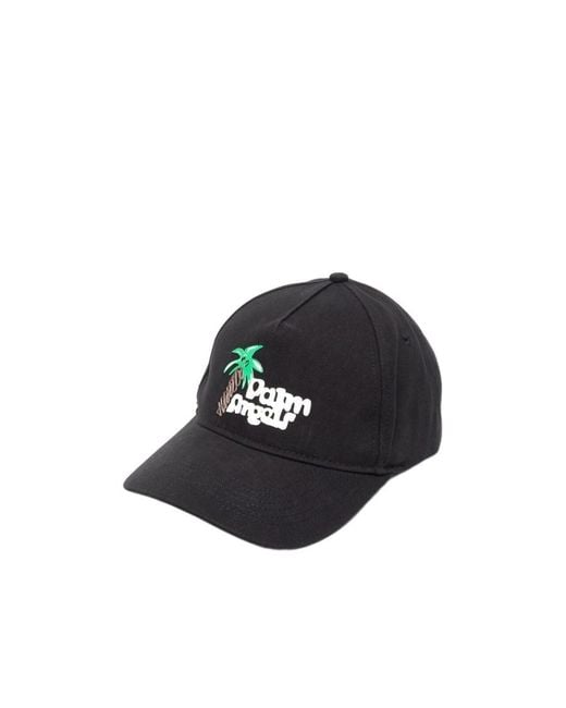 Palm Angels Black Logo Embroidered Baseball Cap for men