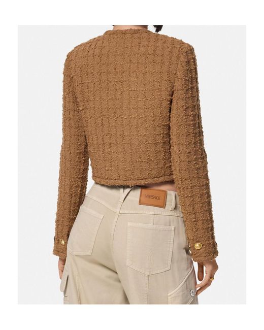 Versace Brown Heritage Button-Up Tweed Jacket