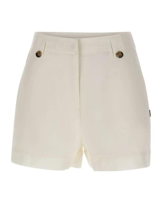 Woolrich Natural High-Waist Poplin Shorts