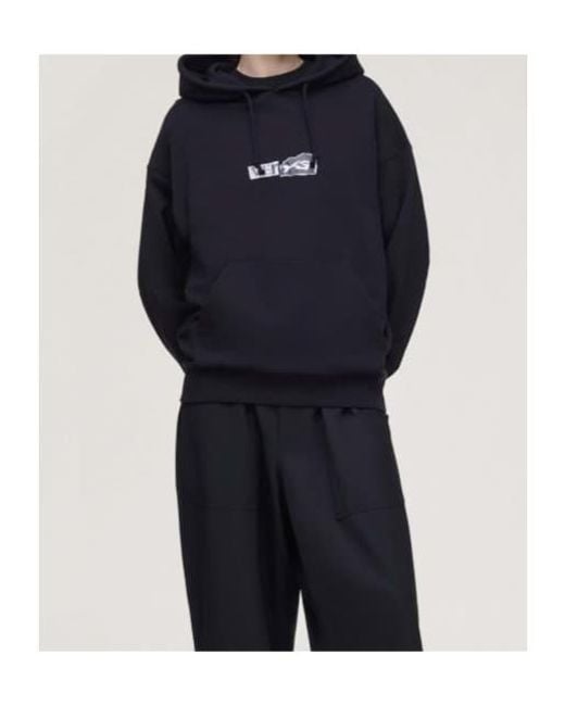 Y-3 Blue Logo Printed Crewneck Hoodie for men