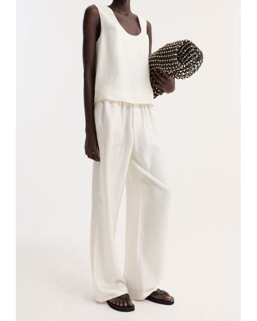 Rohe White Buttoned Silk Pyjama Pants