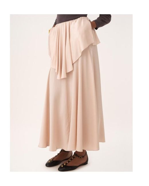 Chloé Pink Draped Washed Silk Satin Maxi Skirt