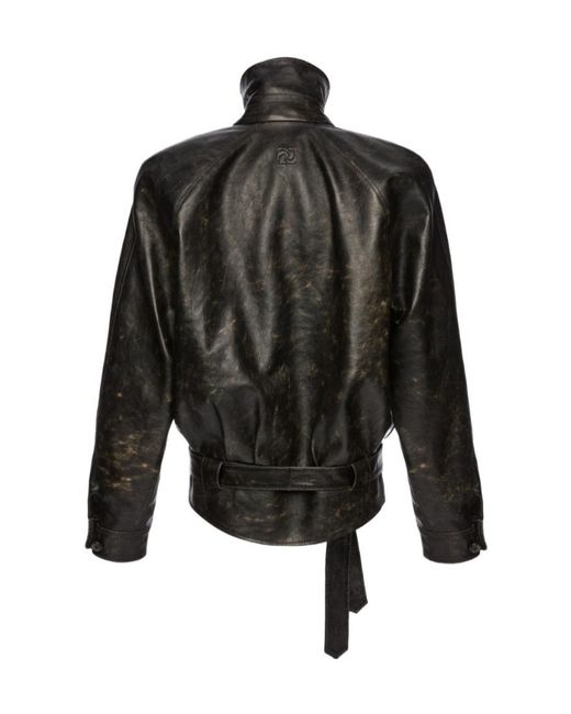 Magda Butrym Black Belted Leather Jacket