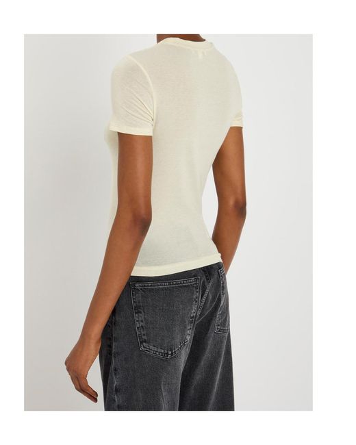 Agolde White Pleated Detail T-Shirt