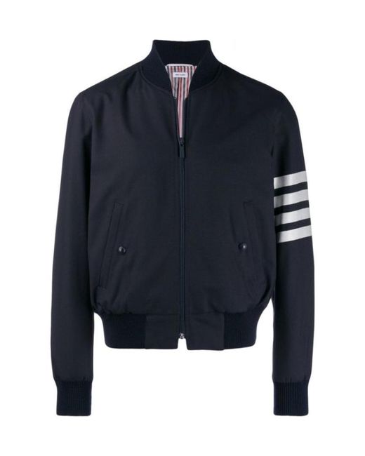 Thom Browne Blue Bar Bomber Jacket for men