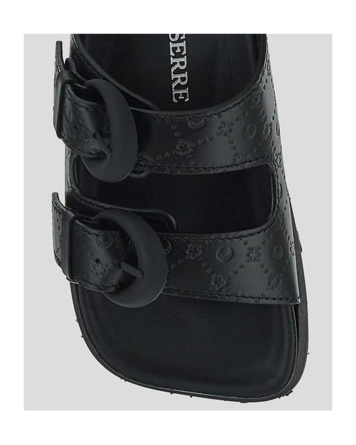 MARINE SERRE Black Buckle Slippers