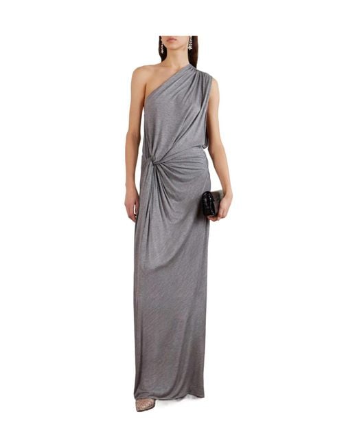 Alex Perry Gray Twist-Front Draped Jersey Gown