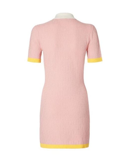 Fendi Pink Allover Ff Motif Short Sleeved Mini Dress