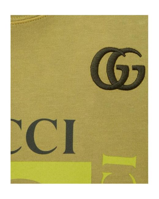Gucci Green Printed Cotton Jersey T-Shirt for men