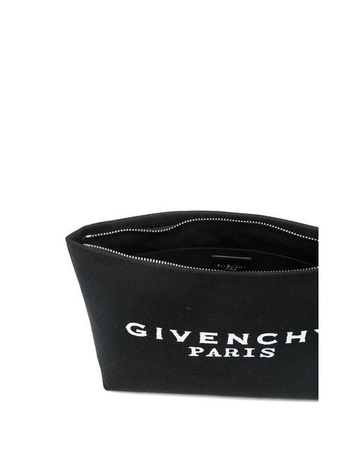 Givenchy Black Paris Signature Logo Zipped Pouc