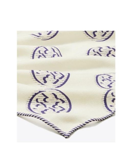 Tory Burch White Logo Rectangular Scarf