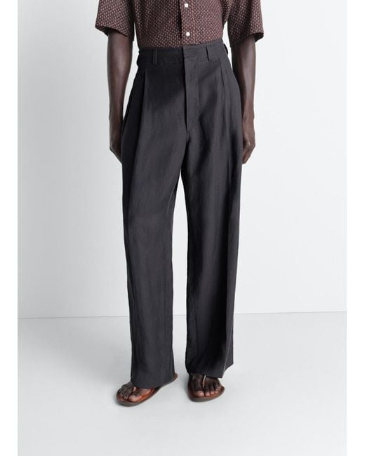Lemaire Blue Pleated Tailored Pants for men