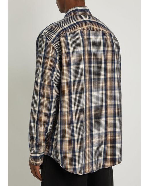 Studio Nicholson Gray Checked Brushed-Cotton Shirt for men