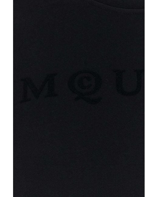 McQueen Black Logo Printed Crewneck Sweatshirt for men