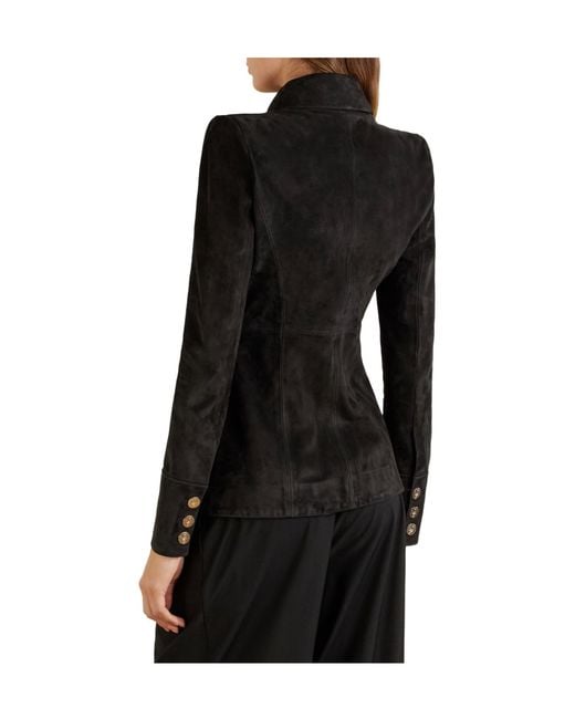 Galvan Black Solid Color Suede Jacket