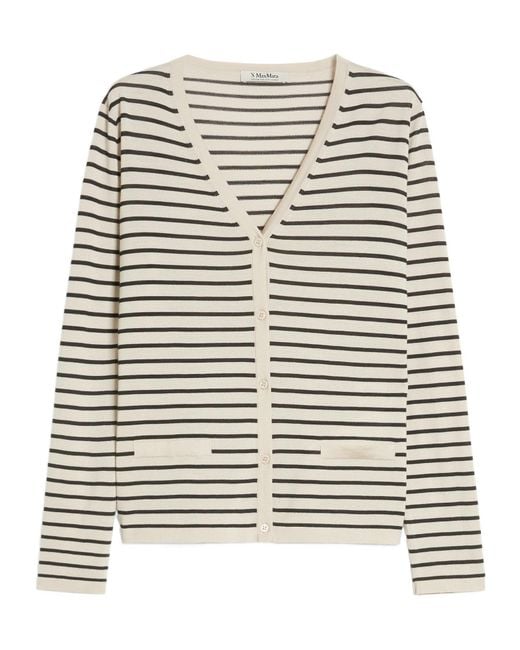 Max Mara Multicolor 'S Striped V-Neck Cardigan
