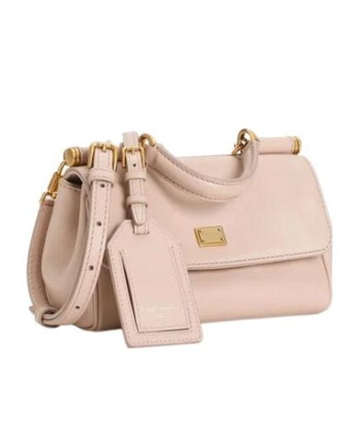Dolce & Gabbana Pink Nude Leather Shoulder Bag