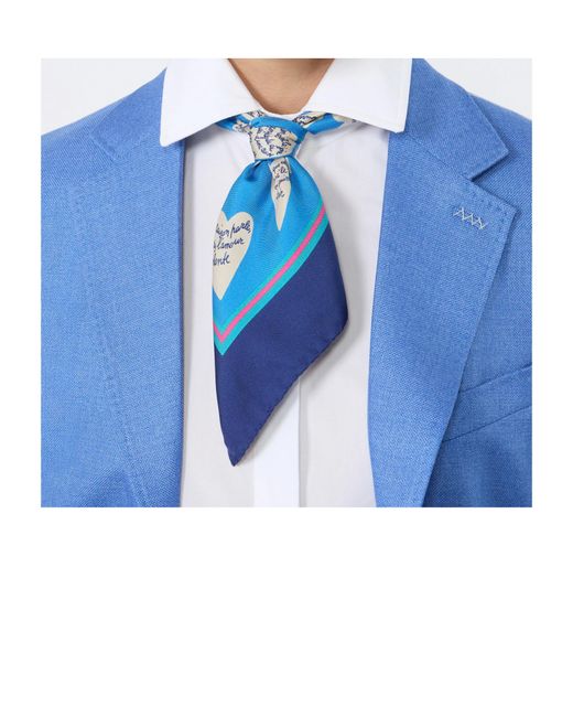 Max Mara Blue Printed Silk Scarf