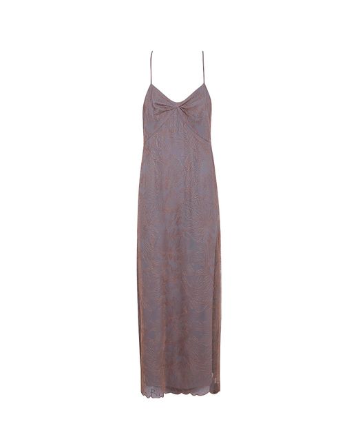 Emporio Armani Purple Embroidered Maxi Dress