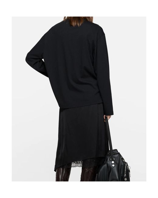 Acne Black Logo Detailed Crewneck T-Shirt for men
