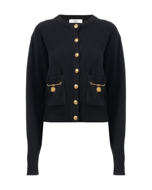 Chloé Black Chloé Horse Medal Knitted Cardigan