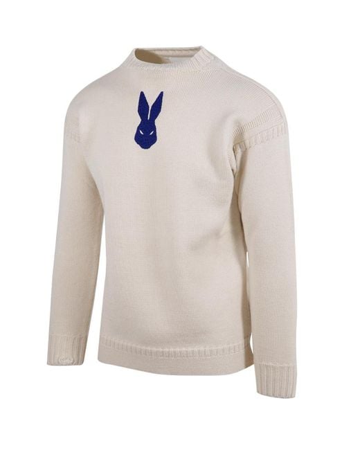 Maison Margiela White Embroidered Ribbed Knit Jumper for men
