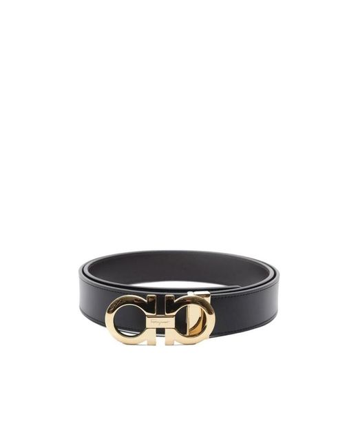 Ferragamo Black Double-Sided Adjustable Gancini Belt for men