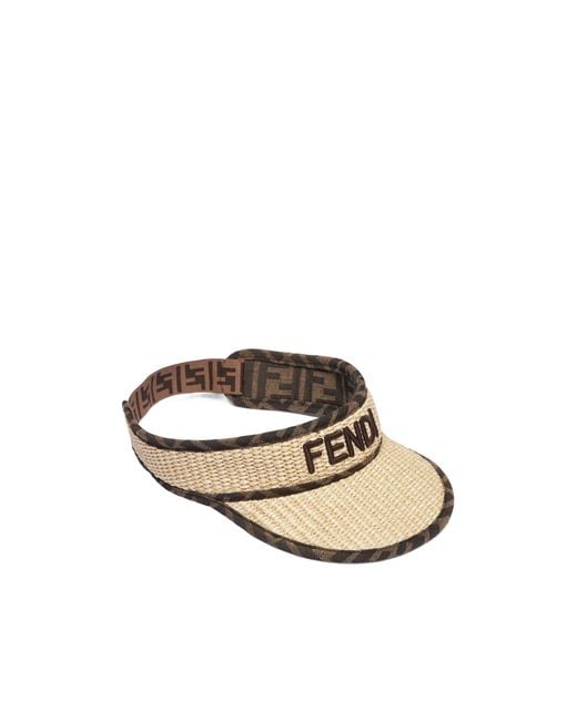 Fendi White Raffia Junior Visor