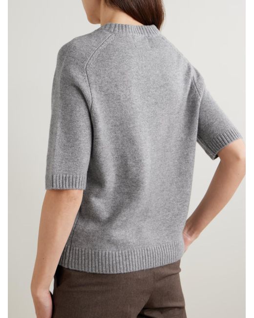 Loulou de Saison Gray Short-Sleeved Cashmere Knitwear