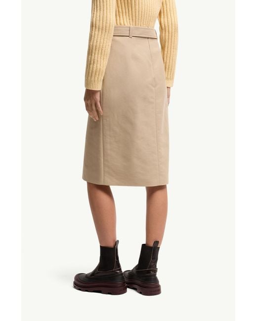 Moncler Natural Belted Knee-Length Cotton Skirt