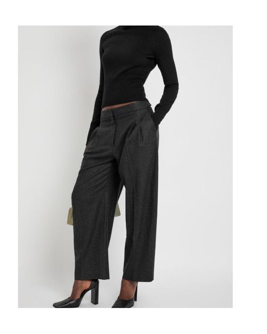 Alaïa Gray Pleated Wool Trousers
