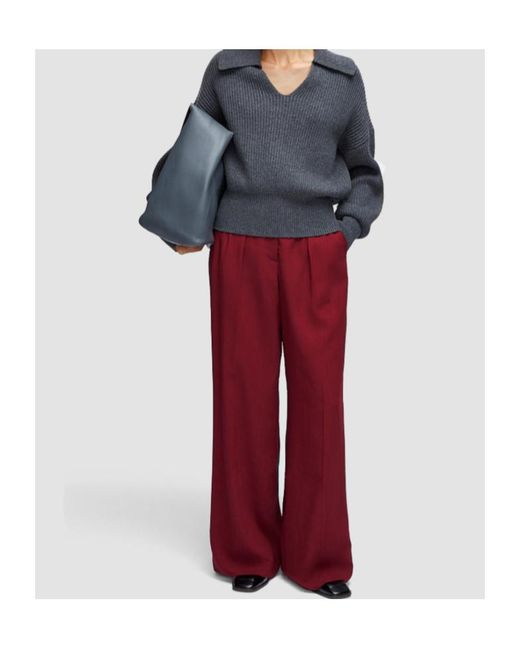 Joseph Red Forest Fine Wool Trousers
