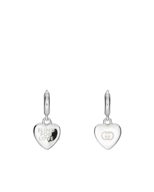 Gucci White Blind For Love Hoop Earrings