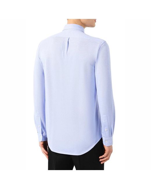 Armani Collezioni Blue Embroidered Logo Shirt for men