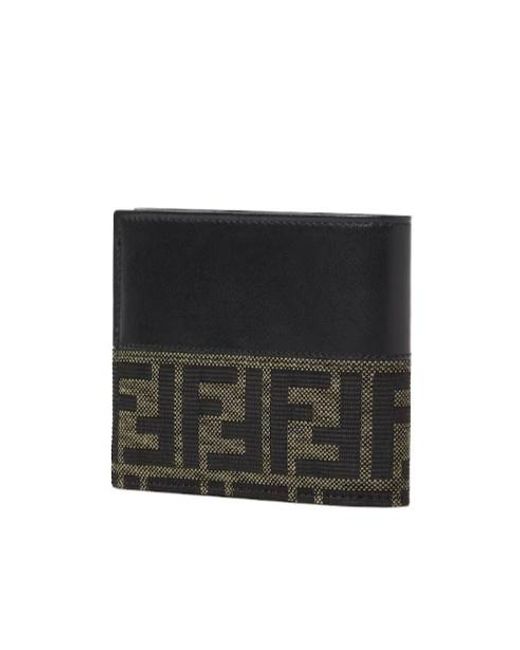 Fendi Black Ff Jacquard Bi-Fold Wallet for men