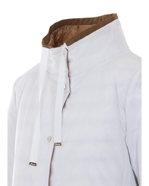 Herno White Long-Sleeved Drawstring Reversible Padded Coat