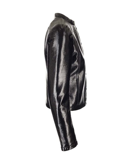 Courreges Black Courrèges Vinyl Logo Patch Biker Jacket