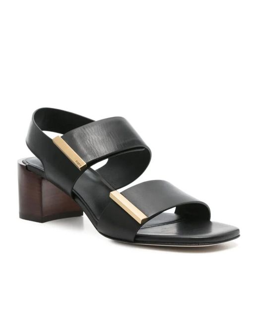 Tod's Black Block Heel Sandals