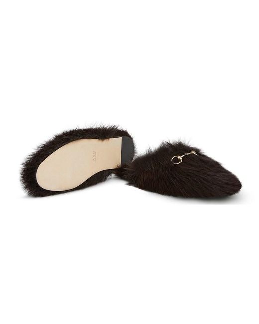 Gucci Brown Horsebit Flat Mules