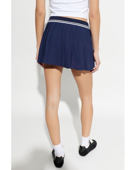 Sporty & Rich Blue Pleated Midi Skirt