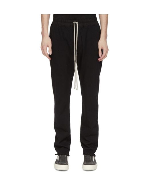 Rick Owens Black Drawstring Casual Pants for men