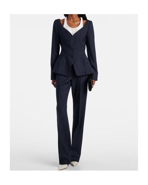 Mugler Blue Striped Casual Pants