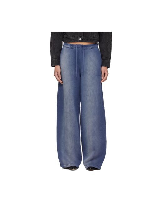 Alexander Wang Blue Allover Hotfix Mid-Rise Sweatpants