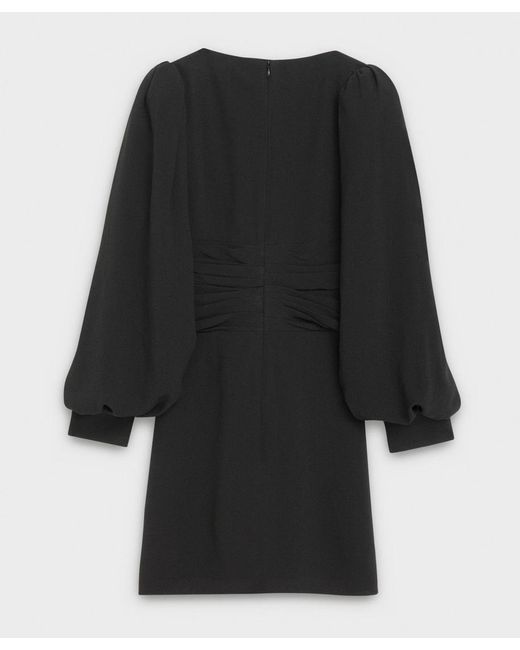 Céline Black Acetic Acid And Viscose Fiber Knit Dress With Long Sleeves