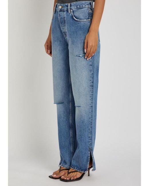 Anine Bing Blue Loose Straight-Leg Jeans