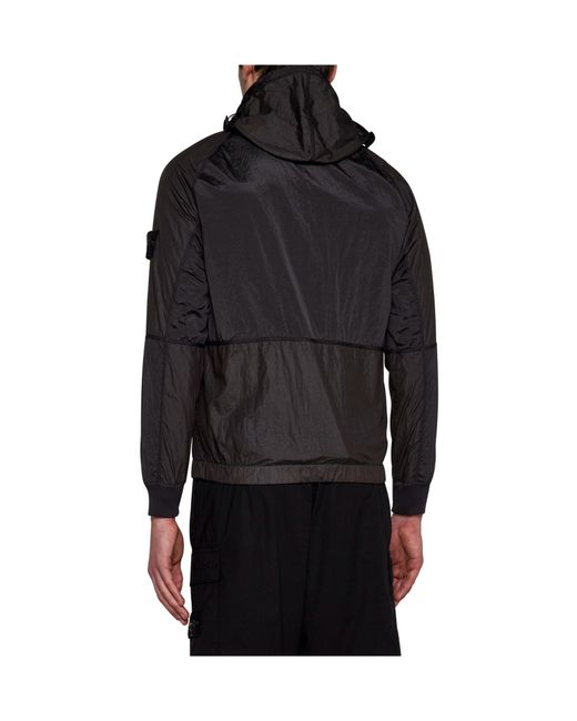 Stone Island Black Zip Up Hooded Jacket for men